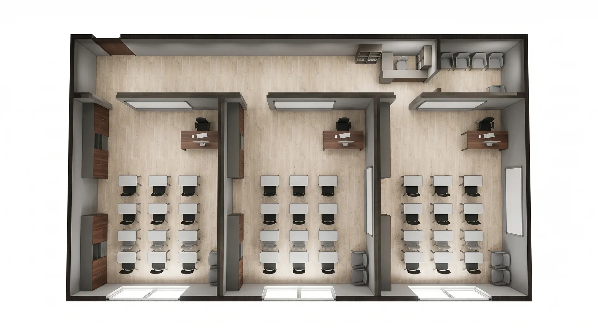 Container campus extension with connected classrooms and school access