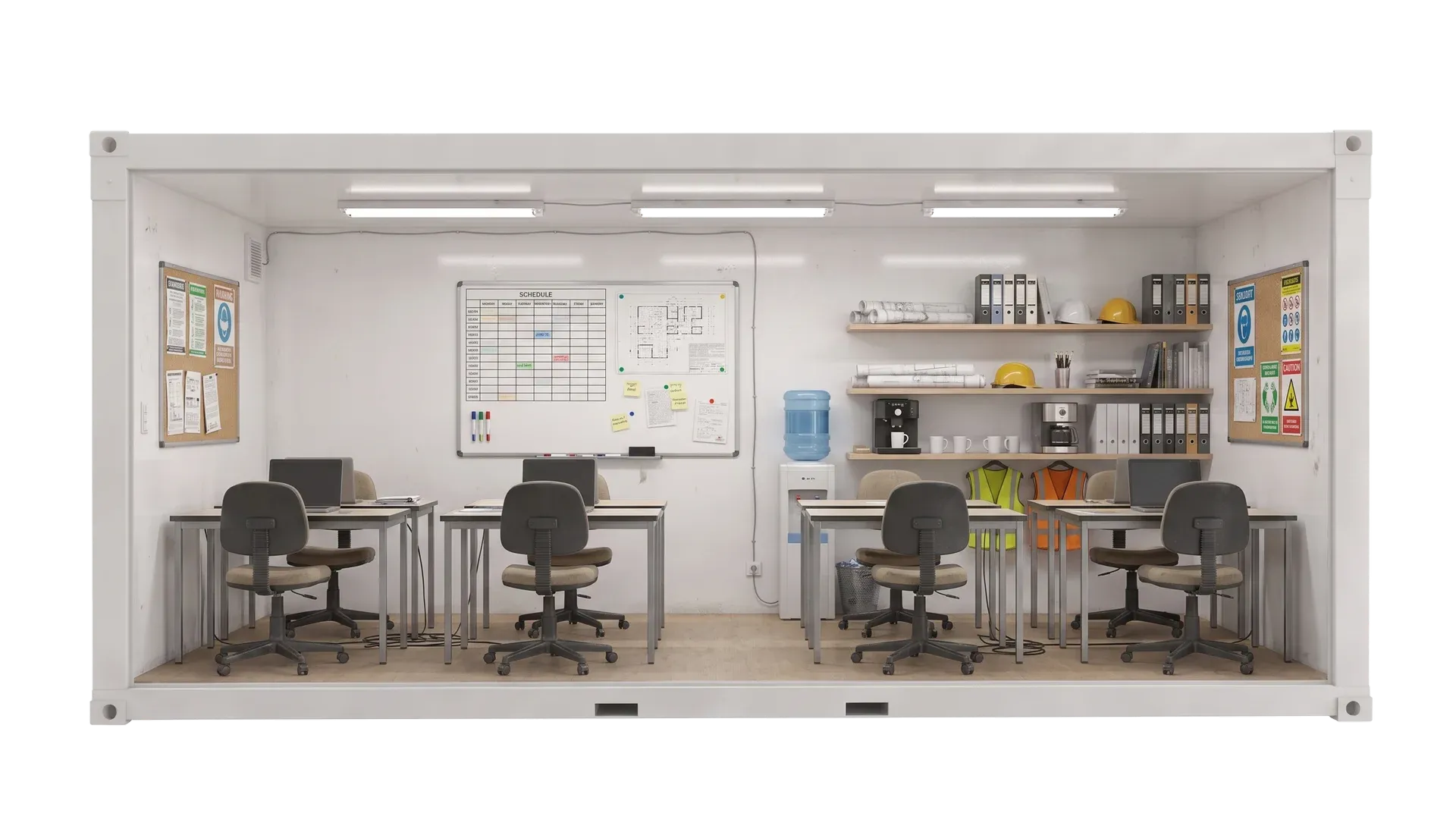 Office with several desks and chairs