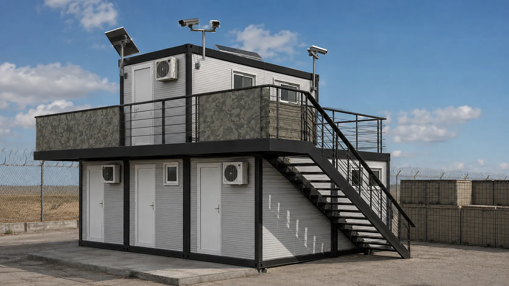 Deployable military checkpoint with access control and surveillance systems