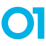 Stylized blue number zero and one forming a design.
