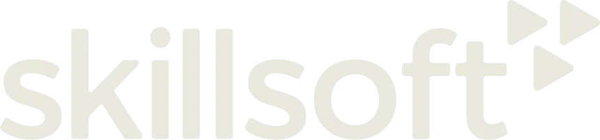 Skillsoft logo with stylized text and three right-pointing arrow shapes.