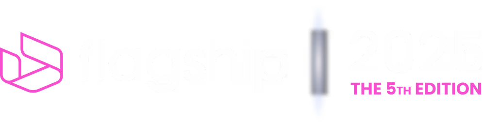 Flagship logo in white and pink text with a stylized emblem, alongside text '2025 THE 5th EDITION'.