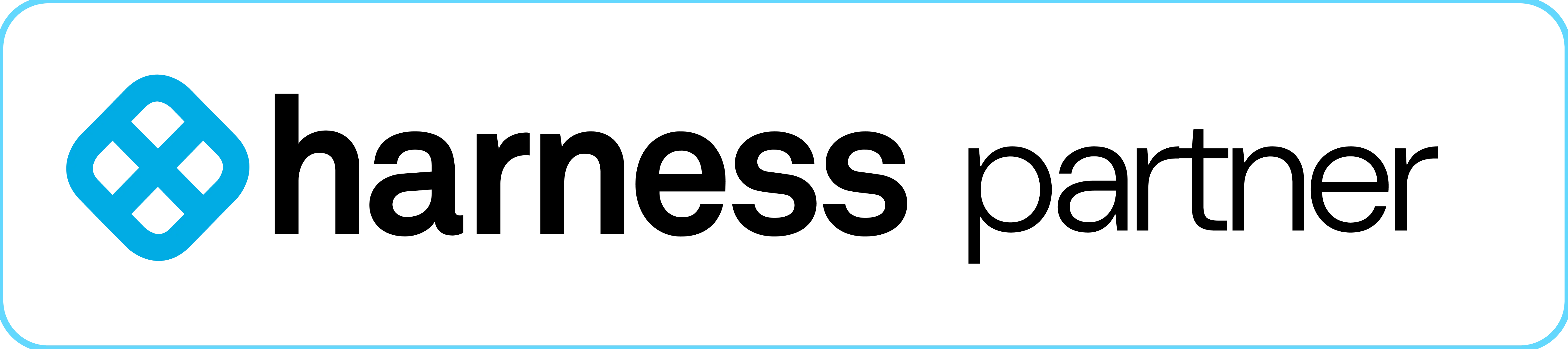 Harness Partner logo with a blue diamond-shaped symbol and black text on a white background.