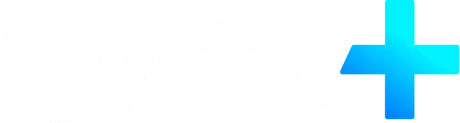 TVNZ Plus logo with white letters TVNZ and a blue gradient plus sign.