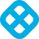 Blue geometric icon with four diamond shapes arranged in a square grid.