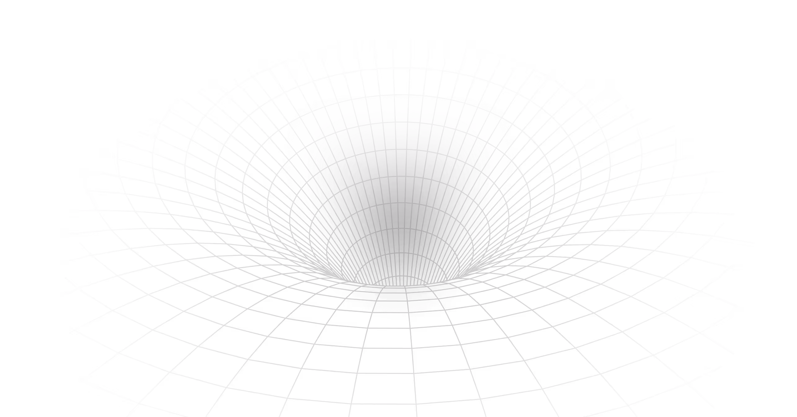 3D wireframe grid forming a concave funnel shape on a black background.