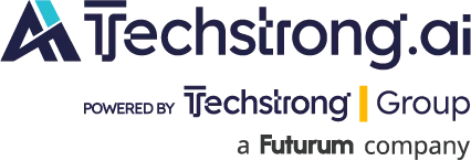 Techstrong logo with tagline: powered by Techstrong Group and FC dark theme.