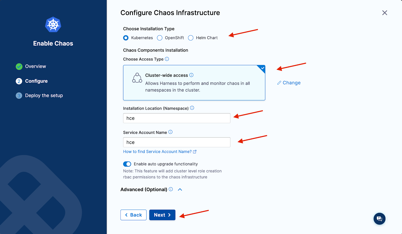 Configure Chaos Infrastructure