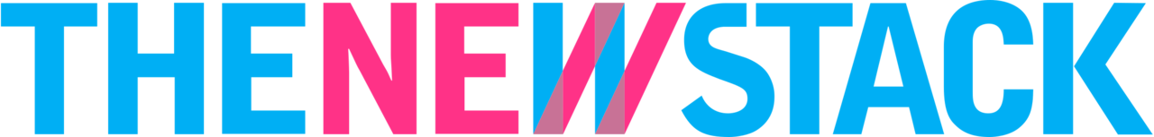 The New Stack logo with letters in blue and pink colors.