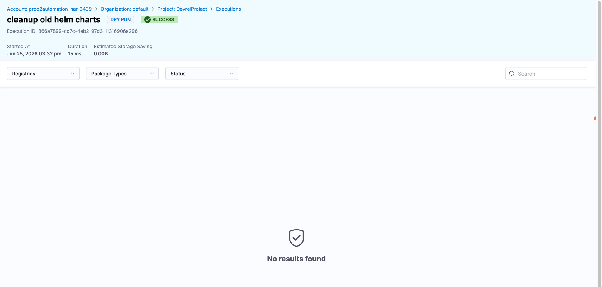 Helm registry cleanup rule dry run with AND logic safety net returning no results