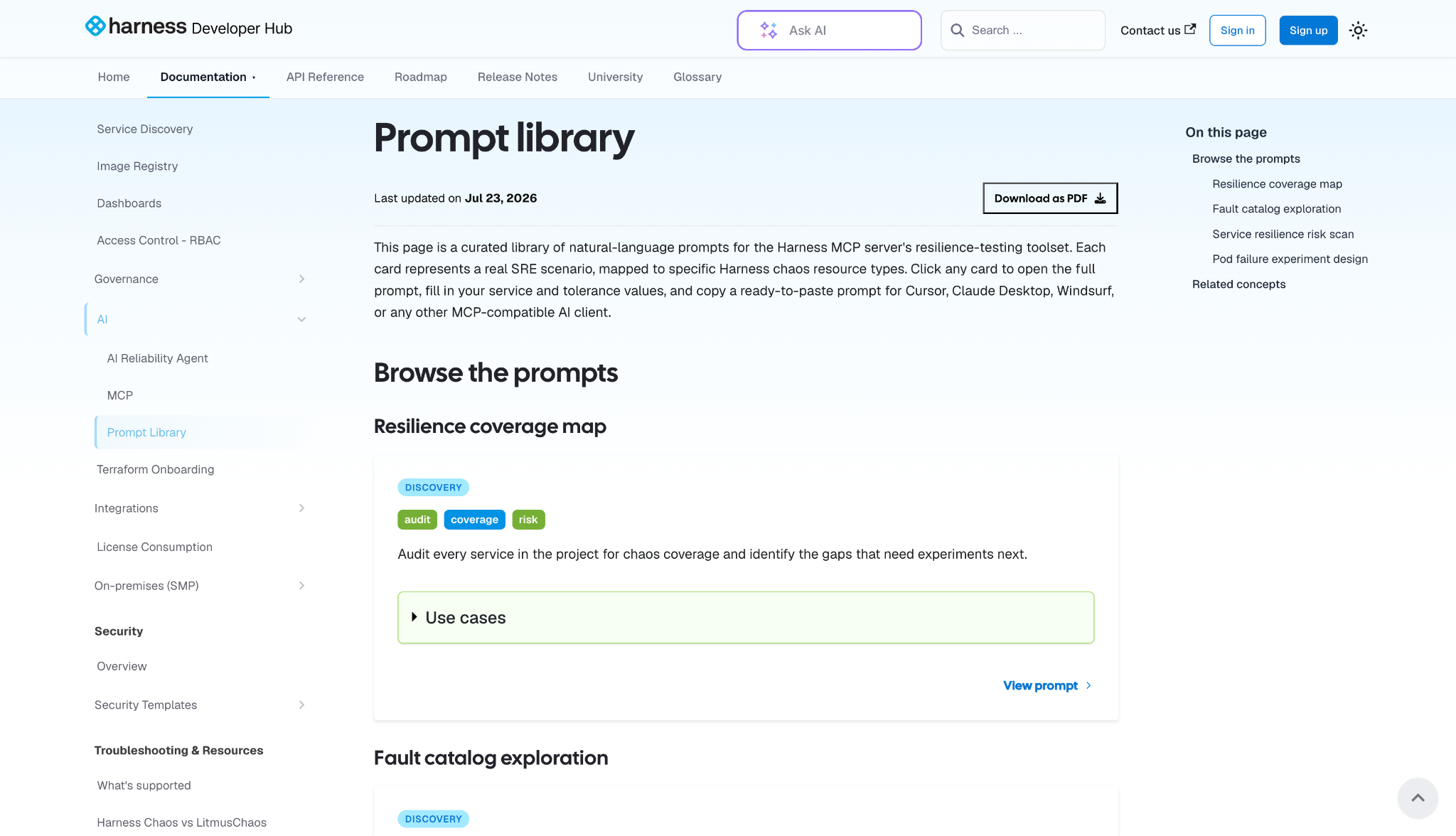 Screenshot illustrating: Prompt Library Integration