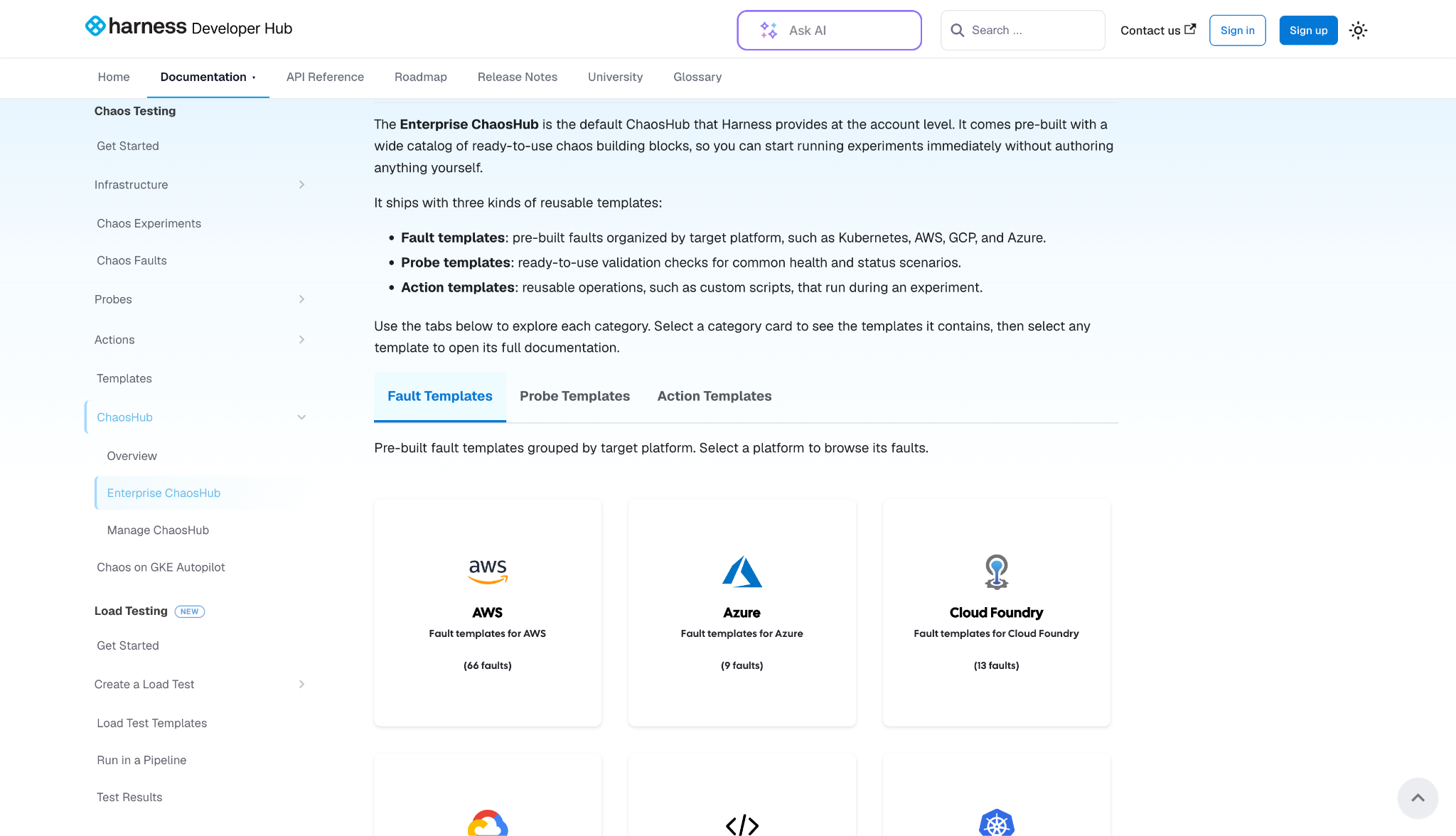 Screenshot illustrating: Chaos Hub, without leaving the docs