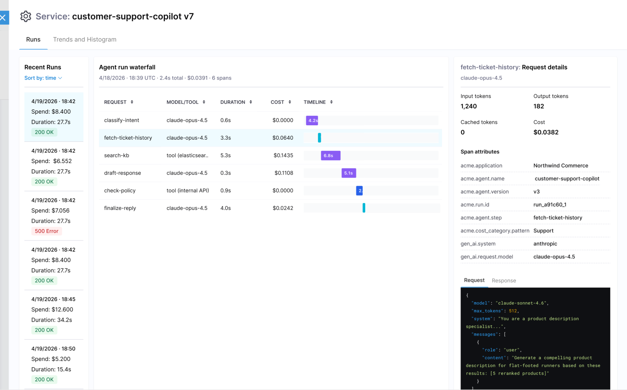 Screenshot illustrating: Session and Conversation Level Granularity