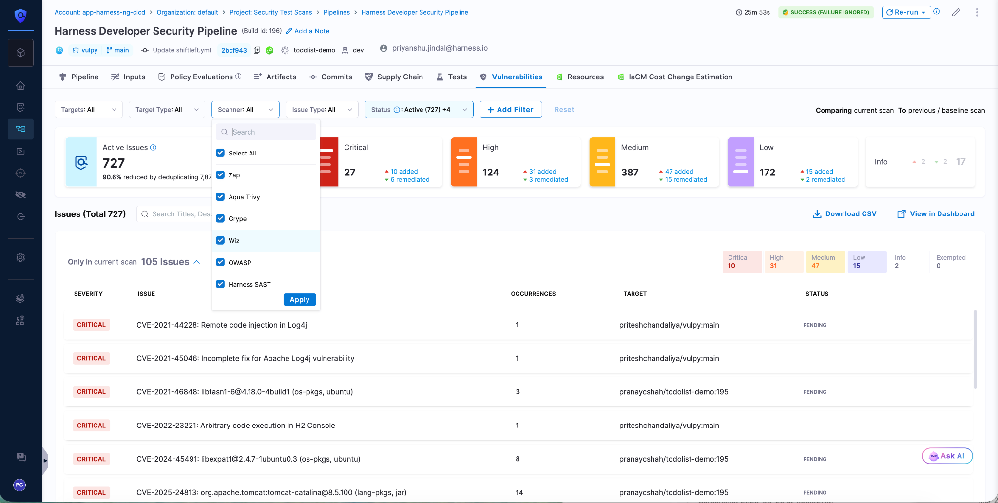 Screenshot illustrating: Integrating Wiz Code into CI/CD Pipelines with Harness STO (image 2)