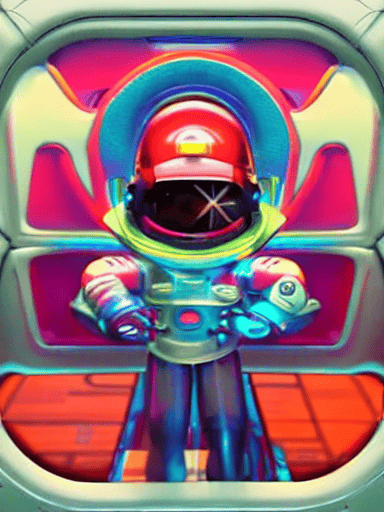 Stylized, colorful astronaut in a spacesuit generated by Stable Diffusion using the configured feature flags