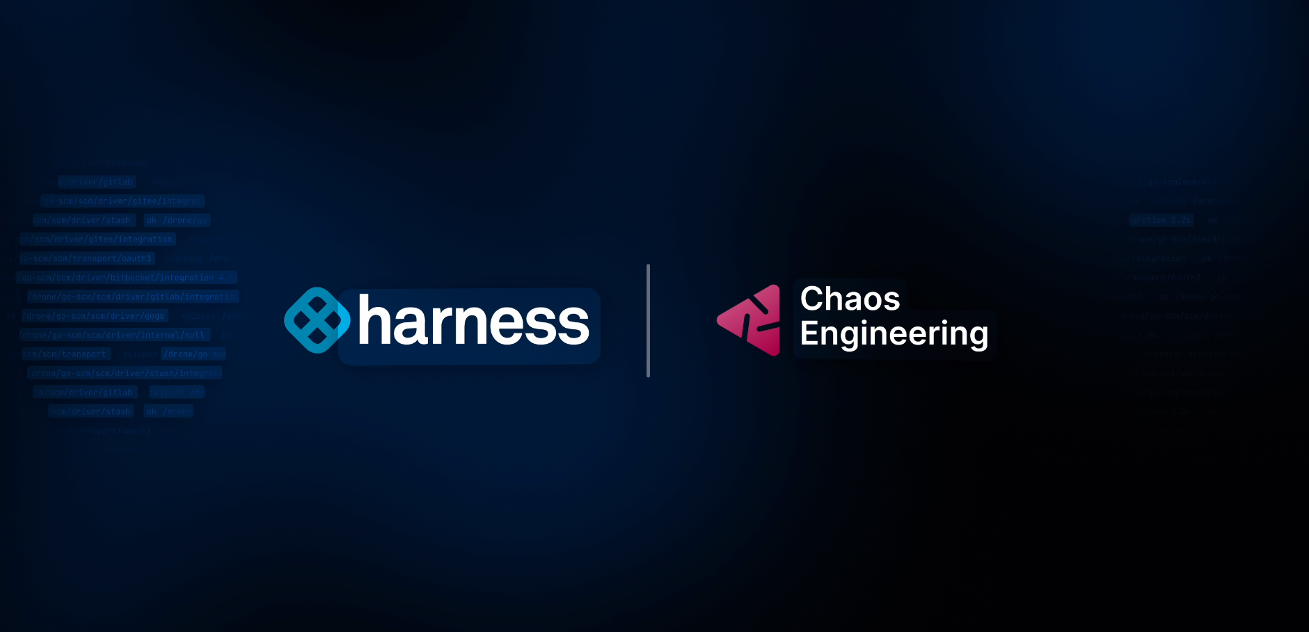 Harness and Chaos Engineering logos on a dark blue background