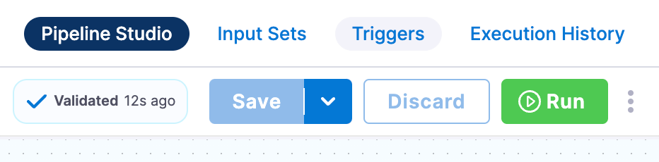 Harness Pipeline Studio menu highlighting the Triggers tab next to Input Sets and Execution History