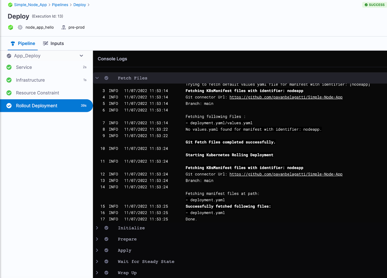 Harness deployment dashboard