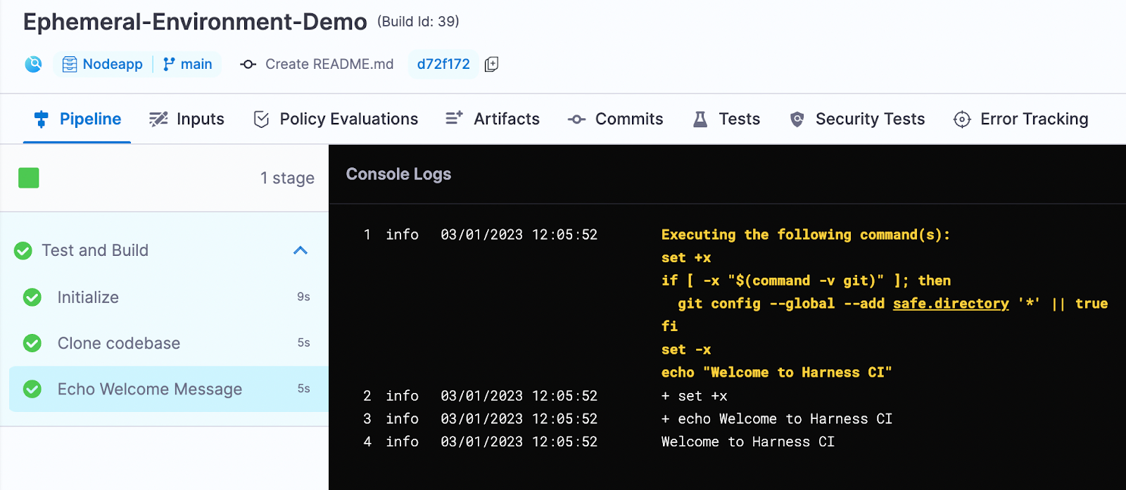 Welcome Harness output