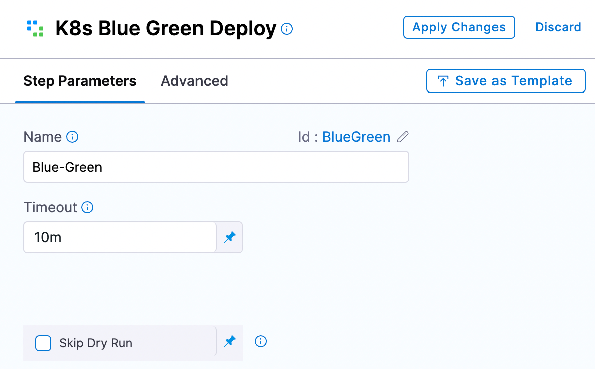 The image shows the blue/green deployment option. 