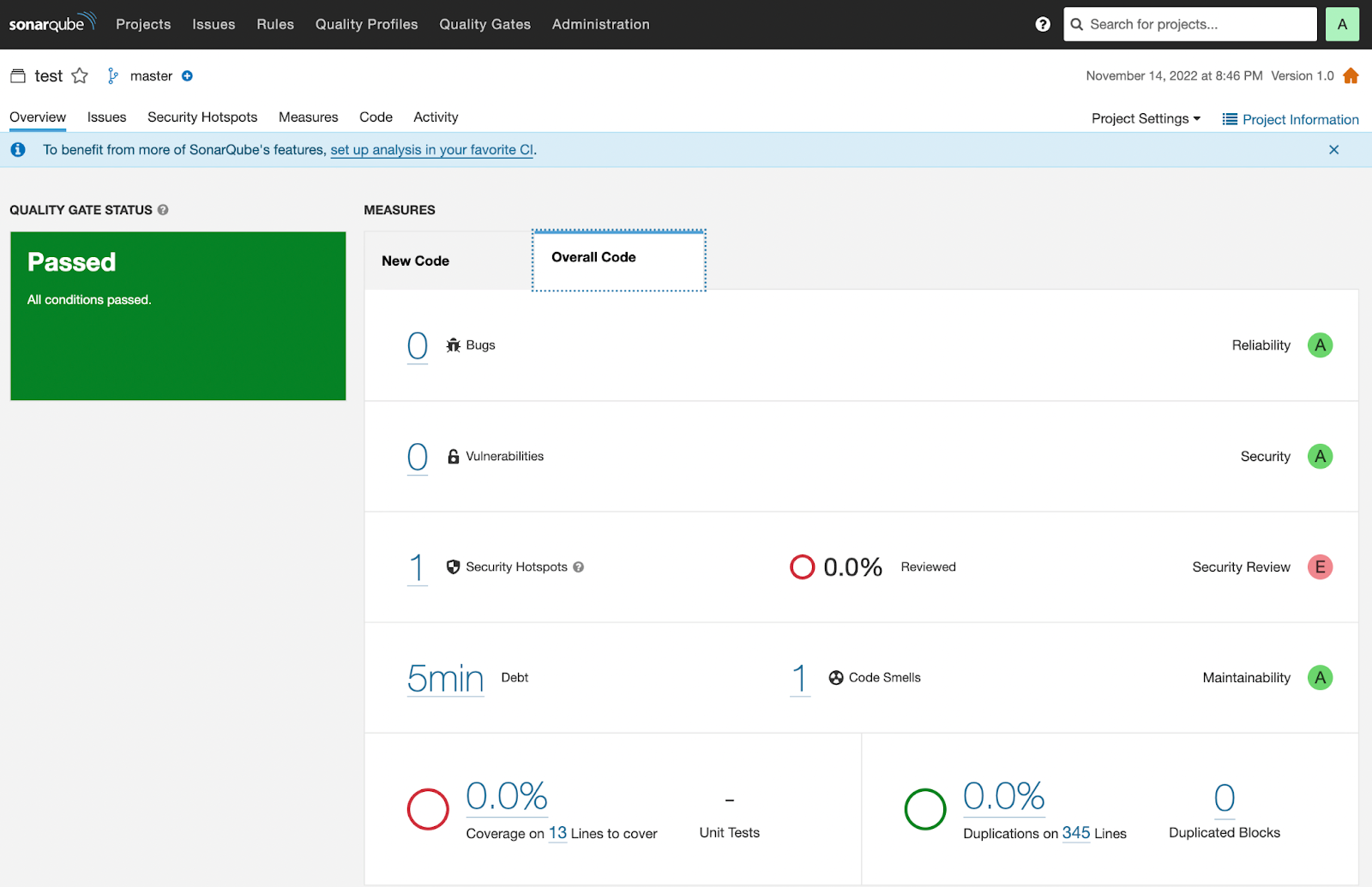 SonarQube UI