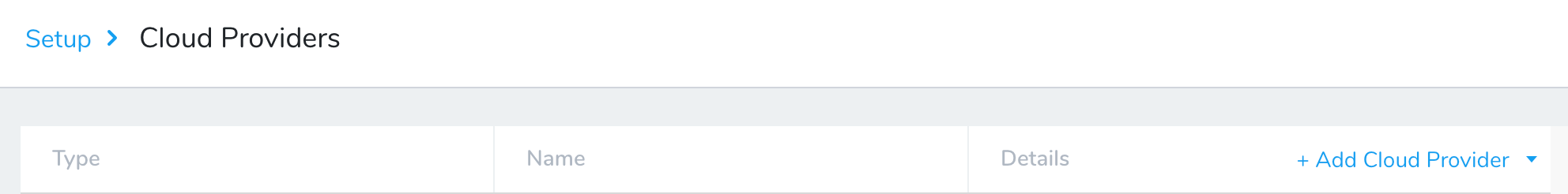 Cloud Providers setup page in Harness showing the Add Cloud Provider button
