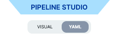 Pipeline Studio toggle button with the YAML view option selected