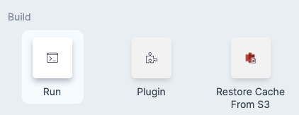 Run step option highlighted in the Harness Build step library