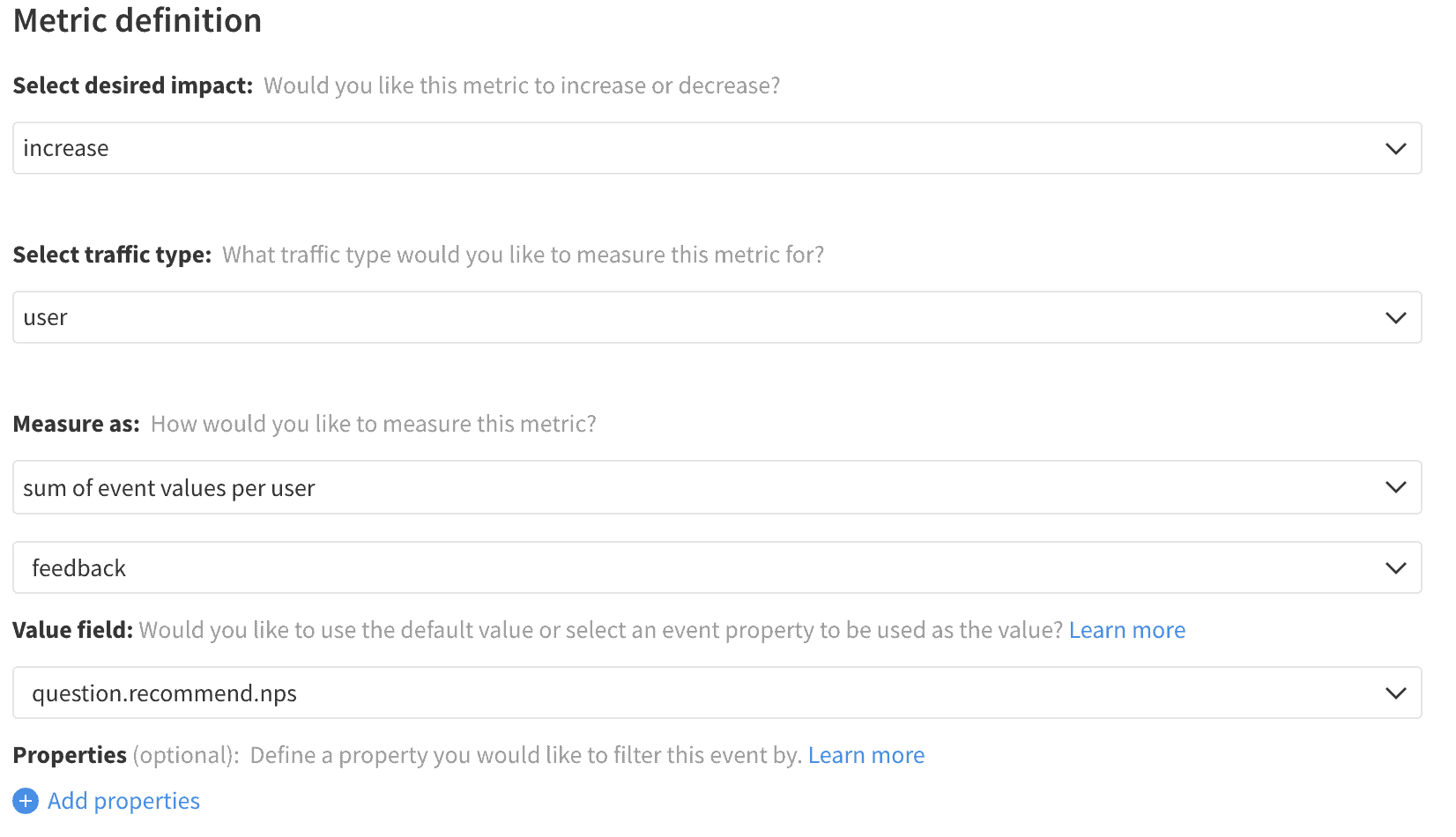Implementation of Net Promoter Score metric in Split