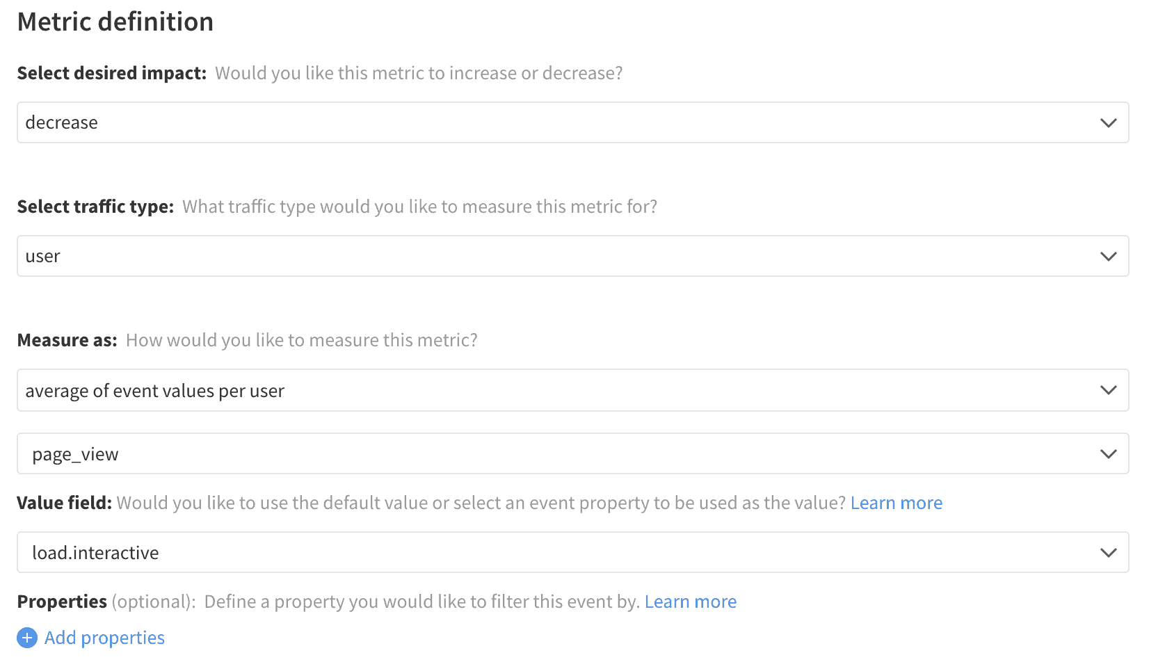 Implementation of Average Page Load Time metric in Split