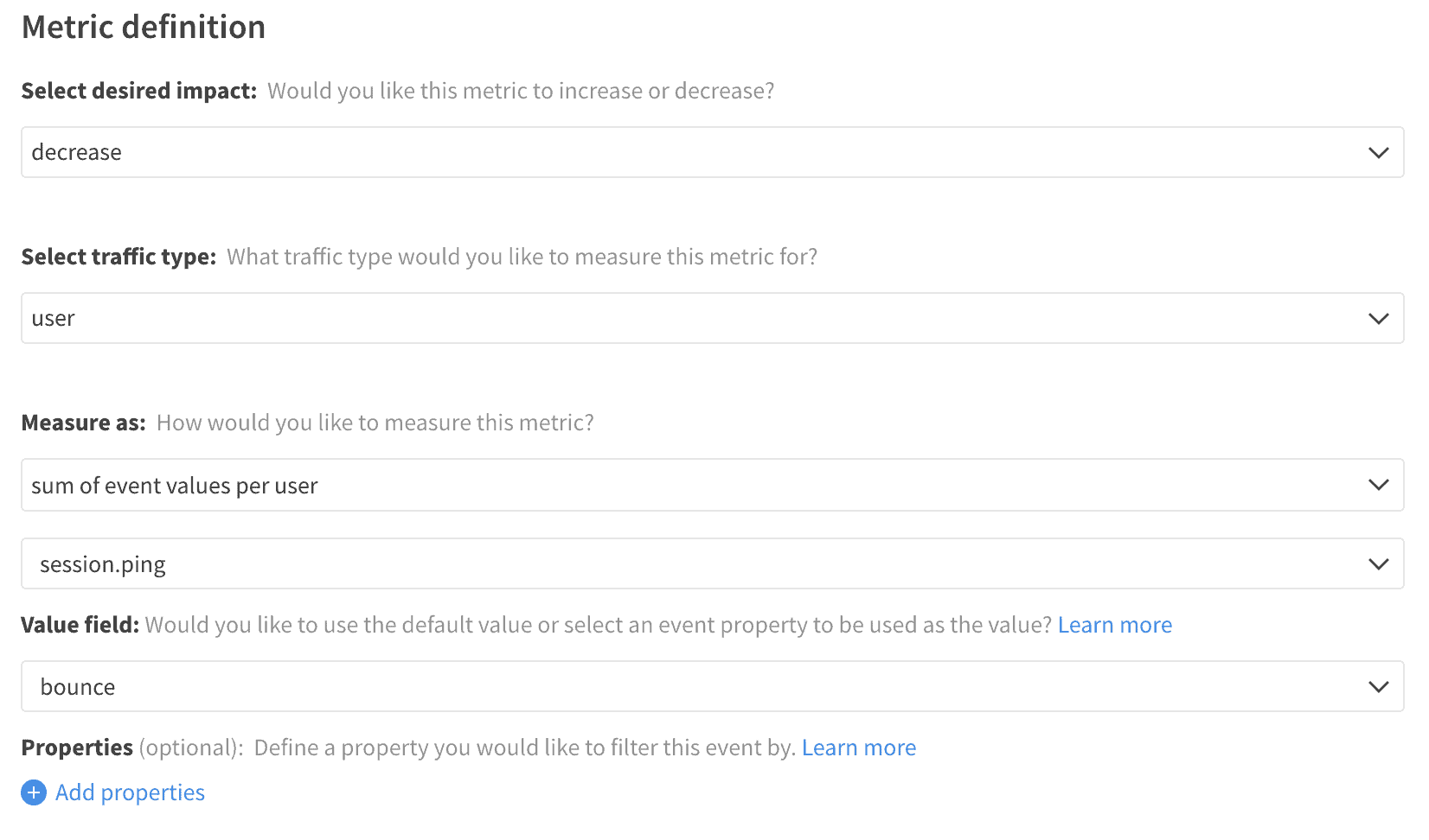 Implementation of Bounce Rate metric in Split