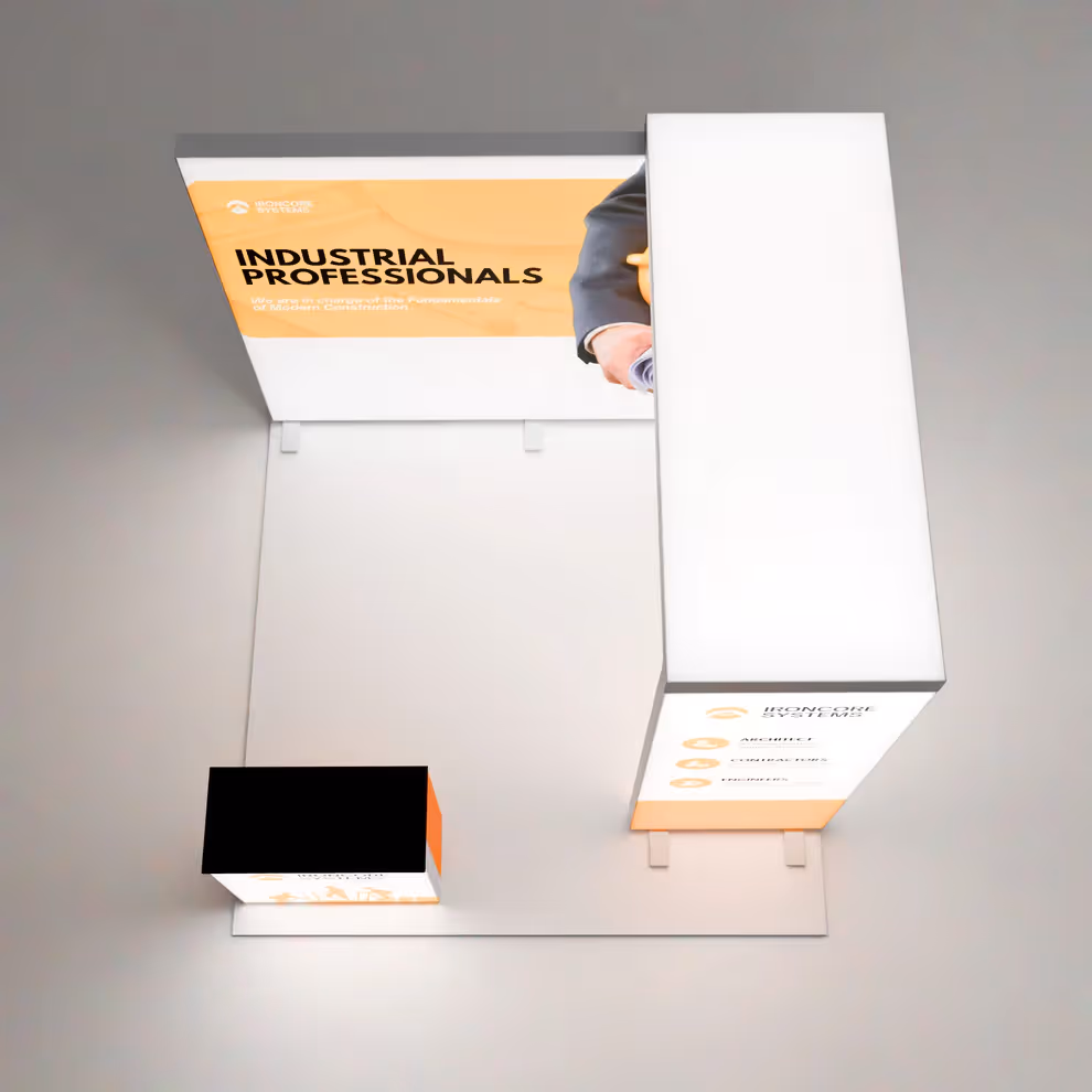 10x10 Aurora backlit trade show display overhead view