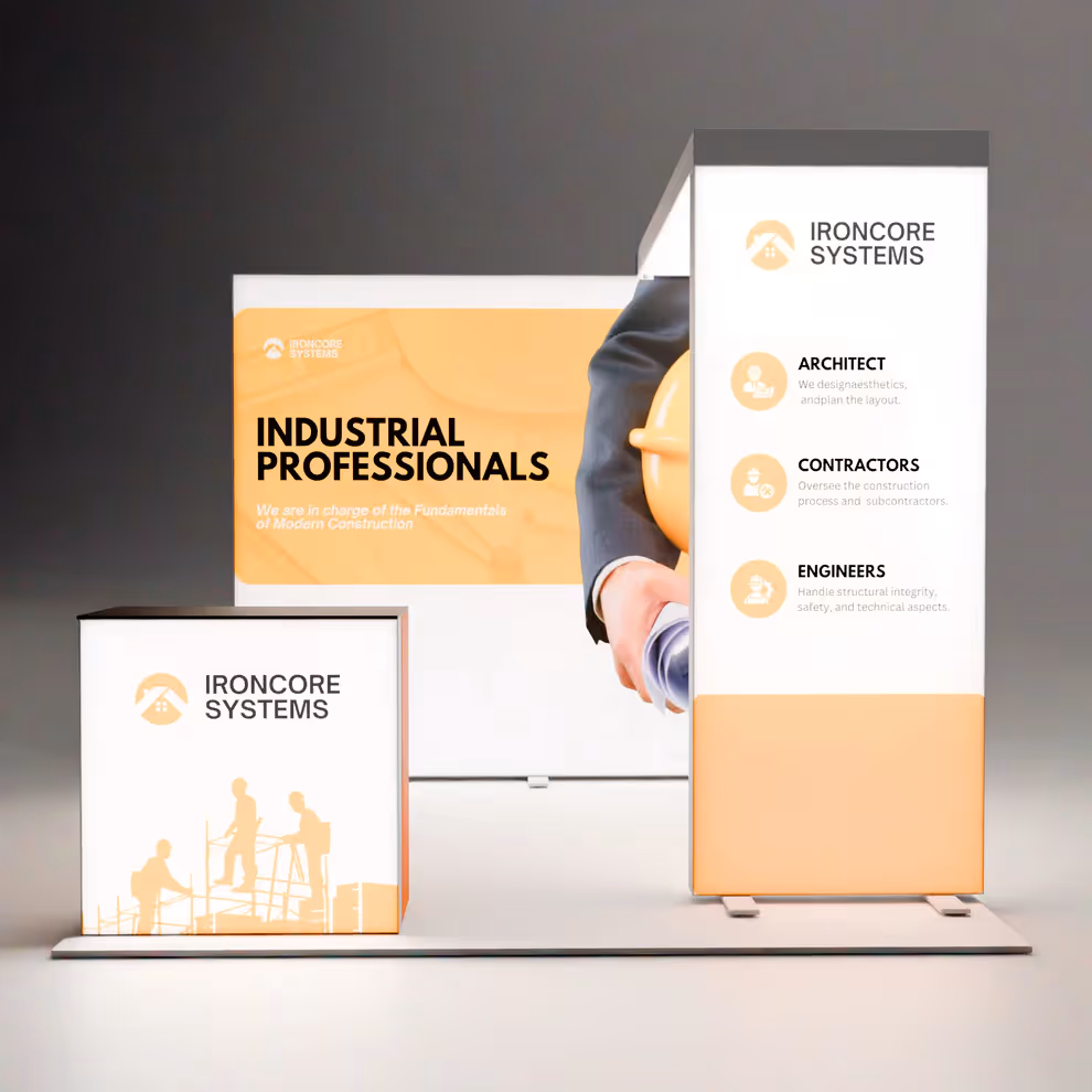 10x10 Aurora portable trade show booth front perspective