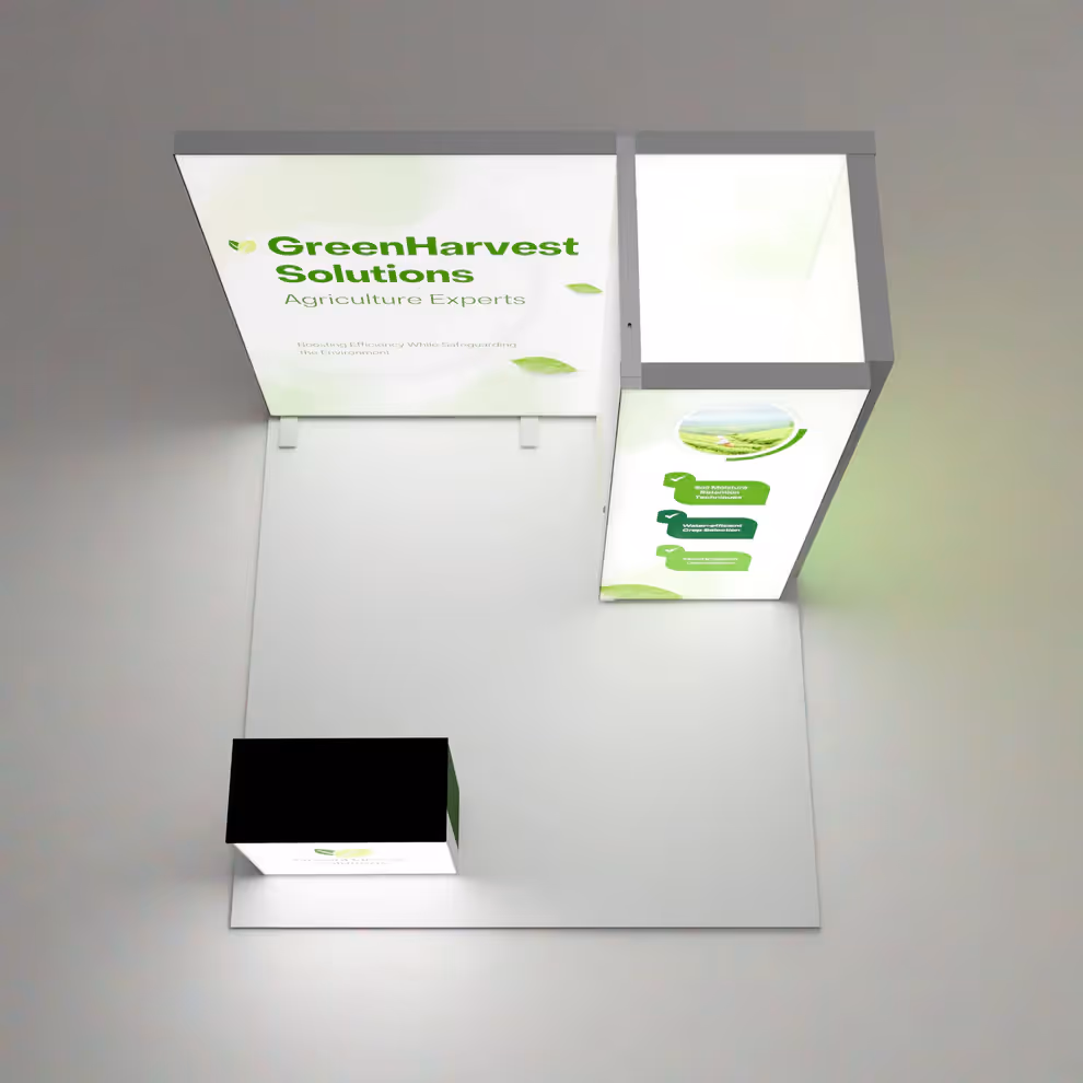 10x10 Beacon backlit trade show display overhead view