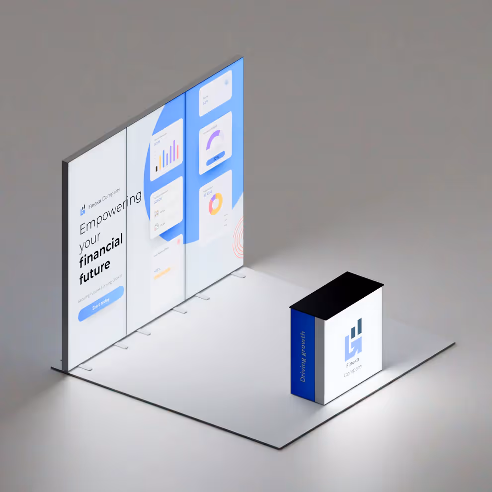 10x10 Prism modular trade show booth side view