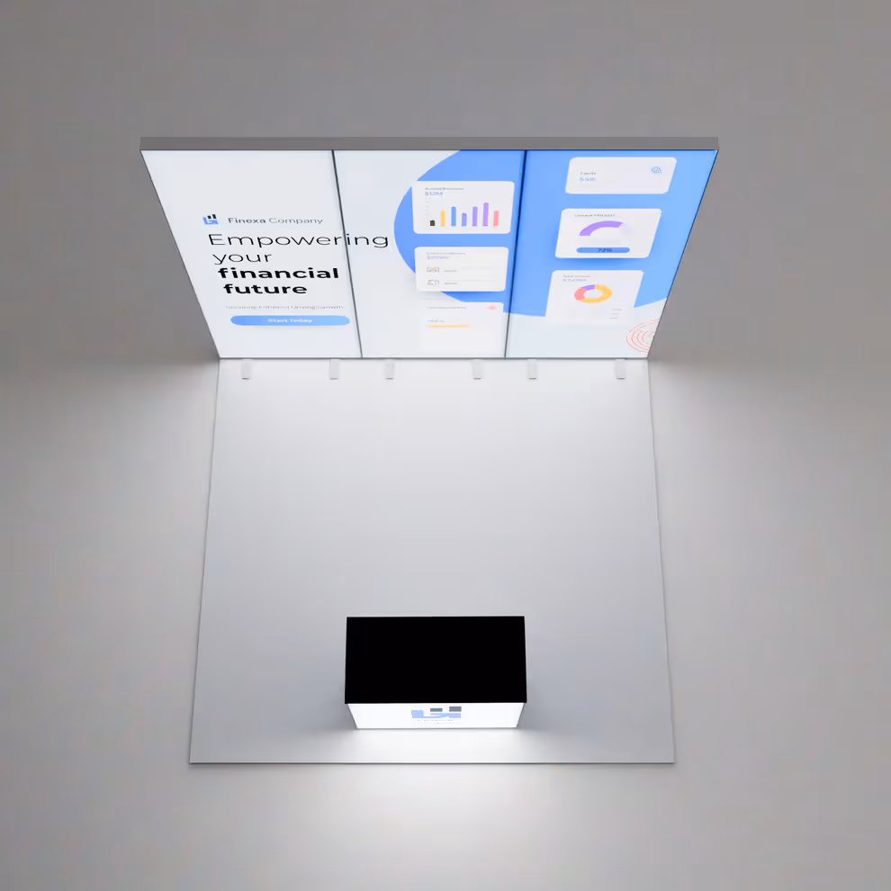 10x10 Prism backlit trade show display overhead view