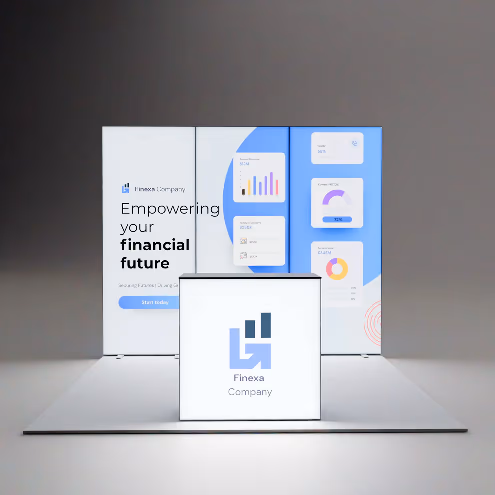 10x10 Prism portable trade show booth front perspective