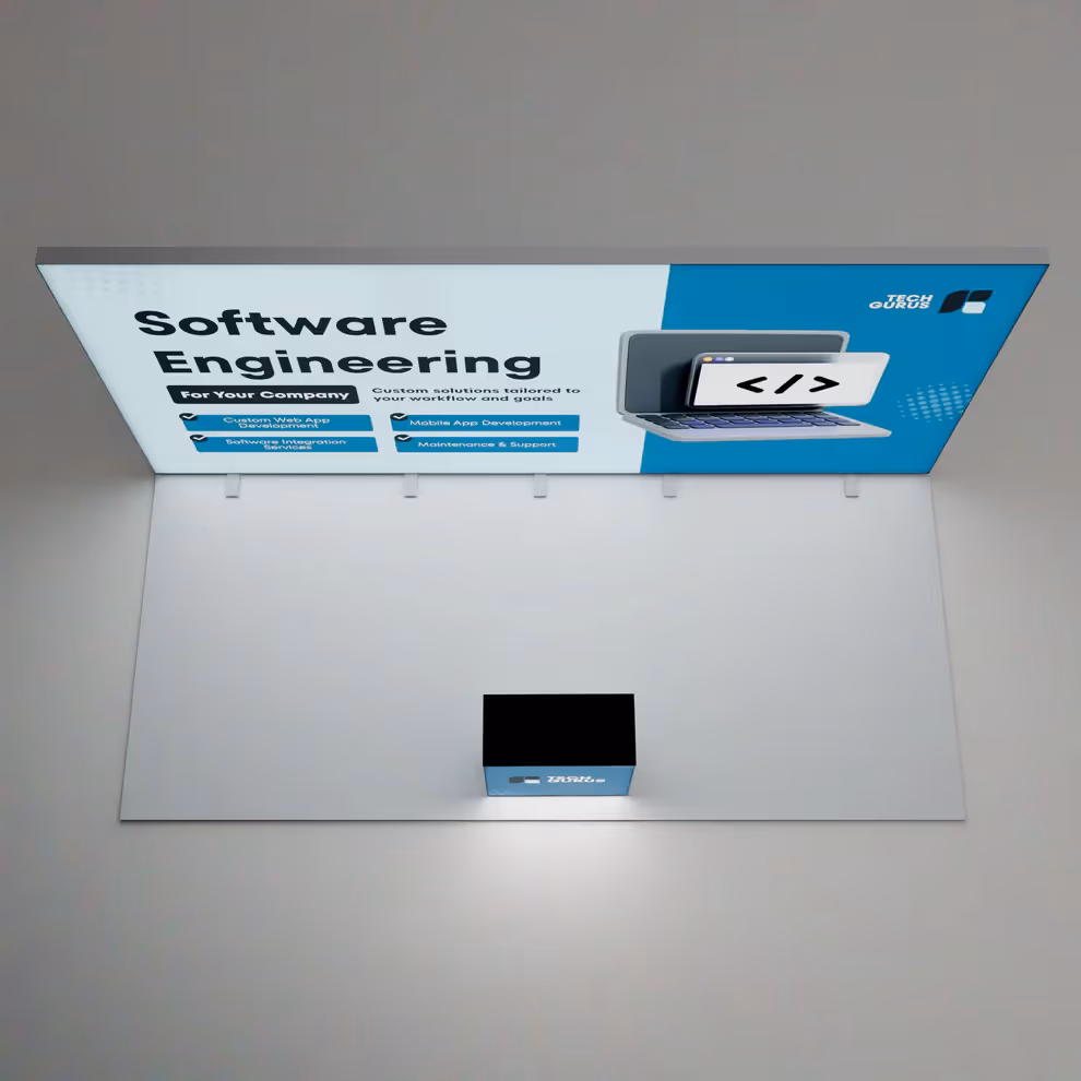 10x20 Lucent backlit trade show display overhead view