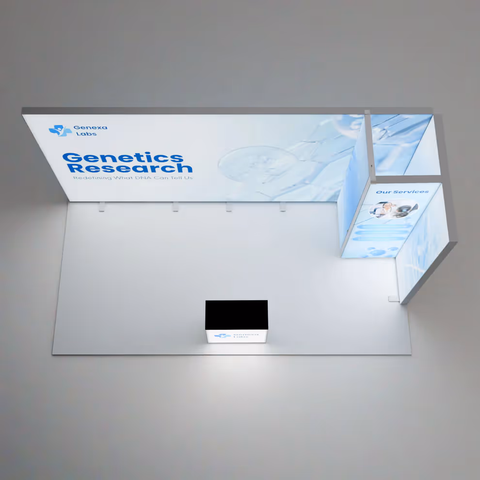 10x20 Lantern trade show display overhead view