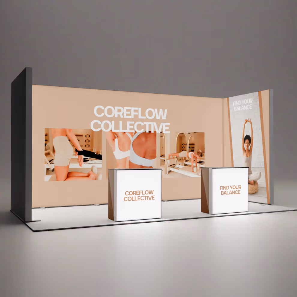 10x20 Radiance backlit trade show booth with two counters