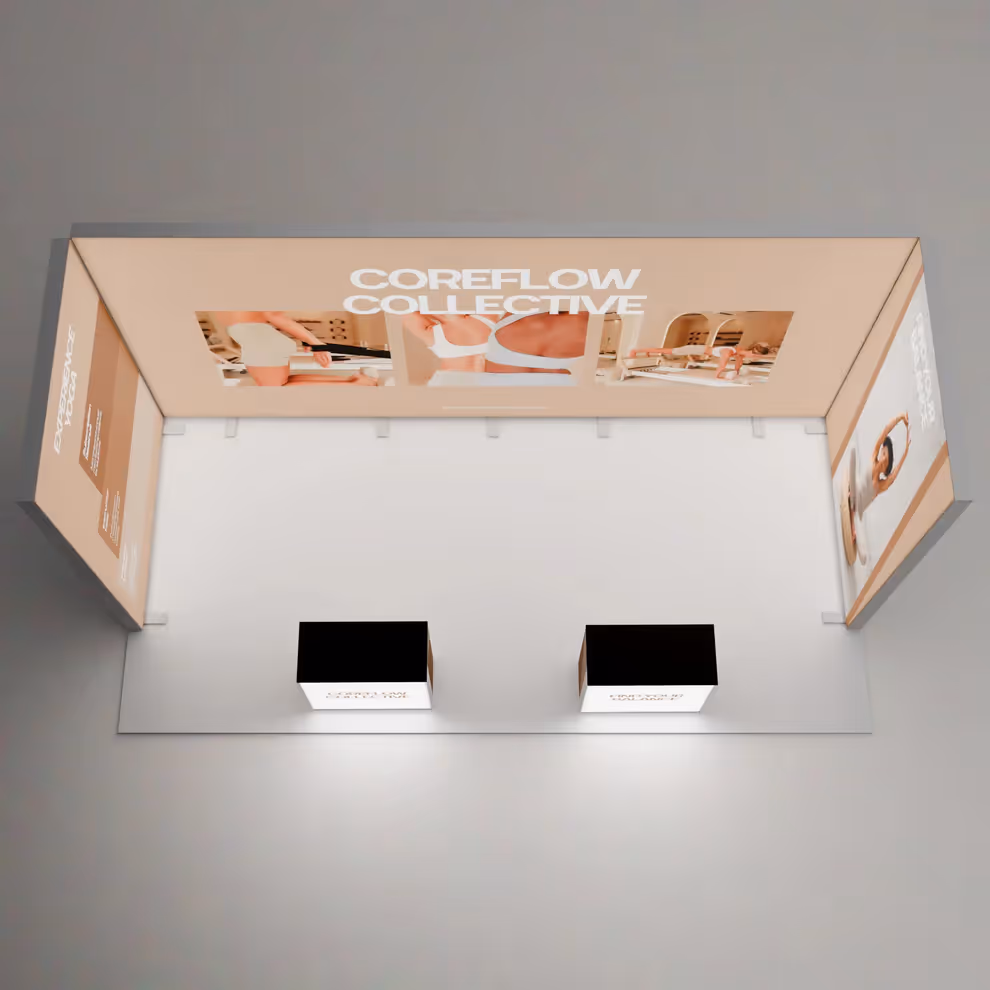10x20 Radiance backlit trade show display overhead view