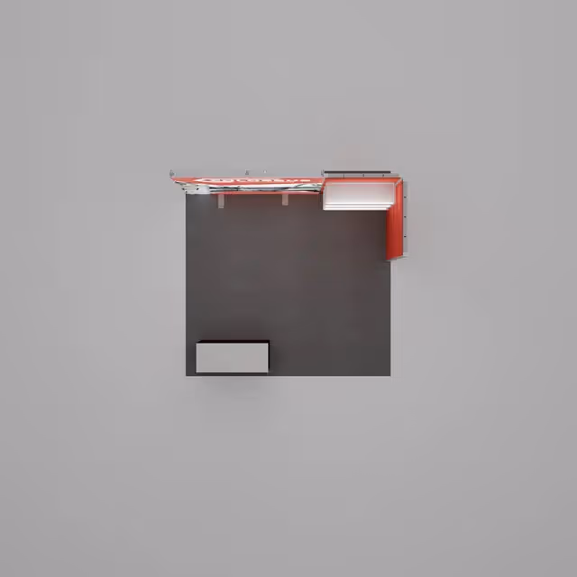 10x10 Stellar trade show booth overhead layout view