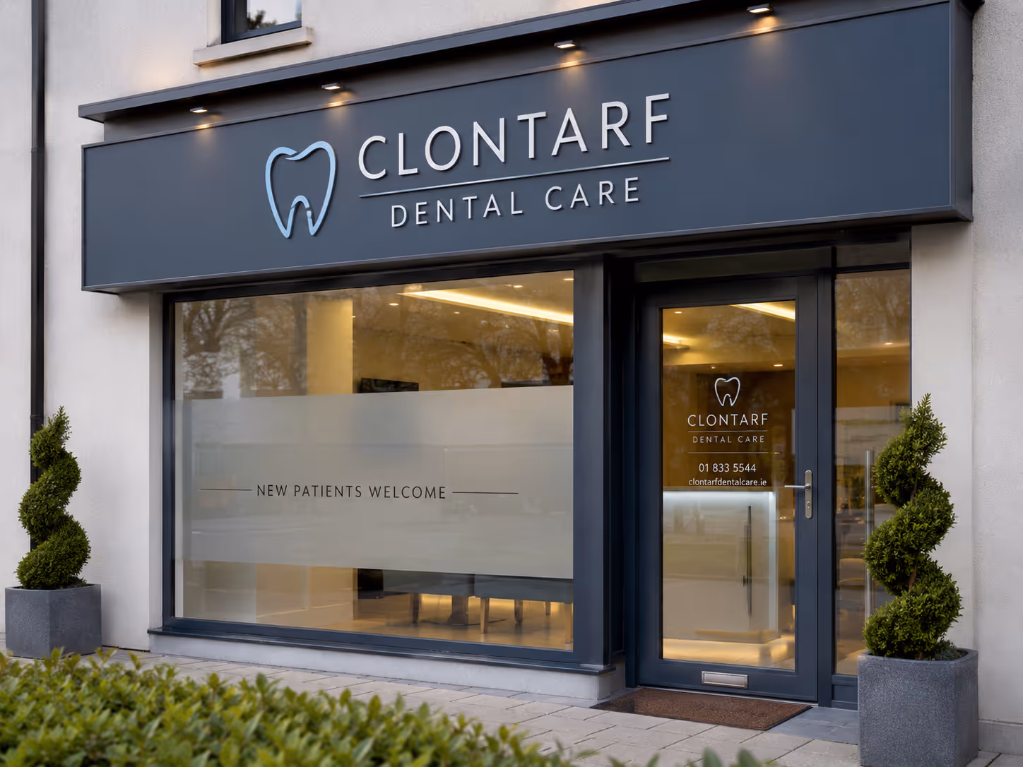 10mm PVC letters flush-mounted to existing fascia for Clontarf Dental