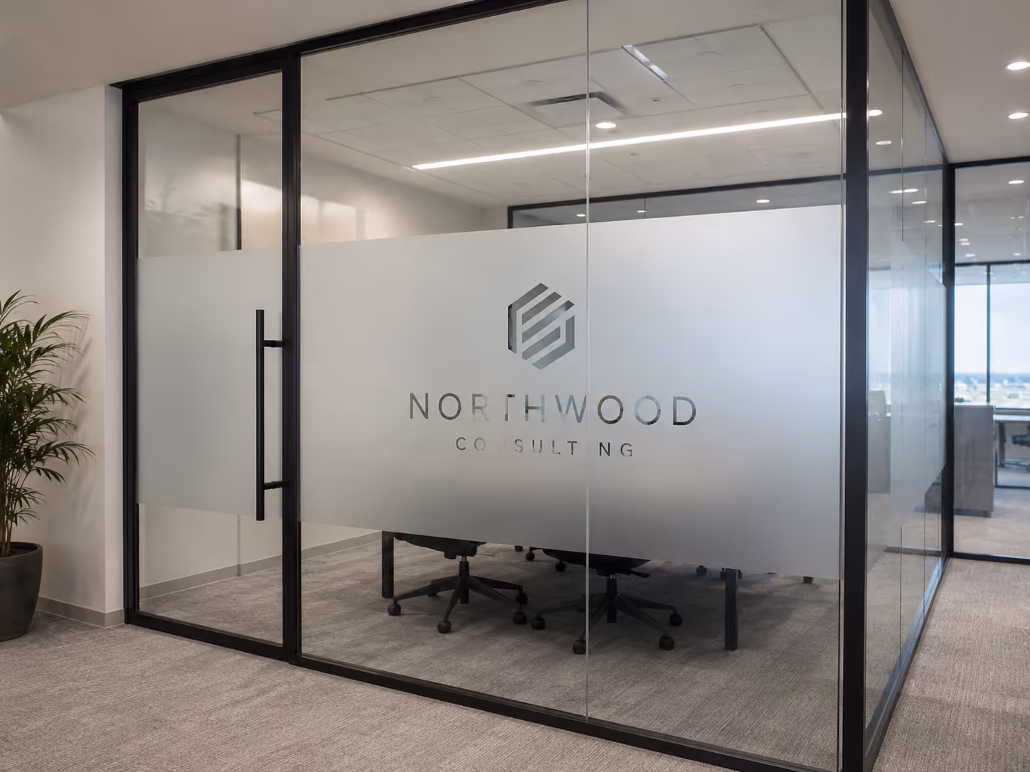 Frosted window vinyl for Northwood Consulting