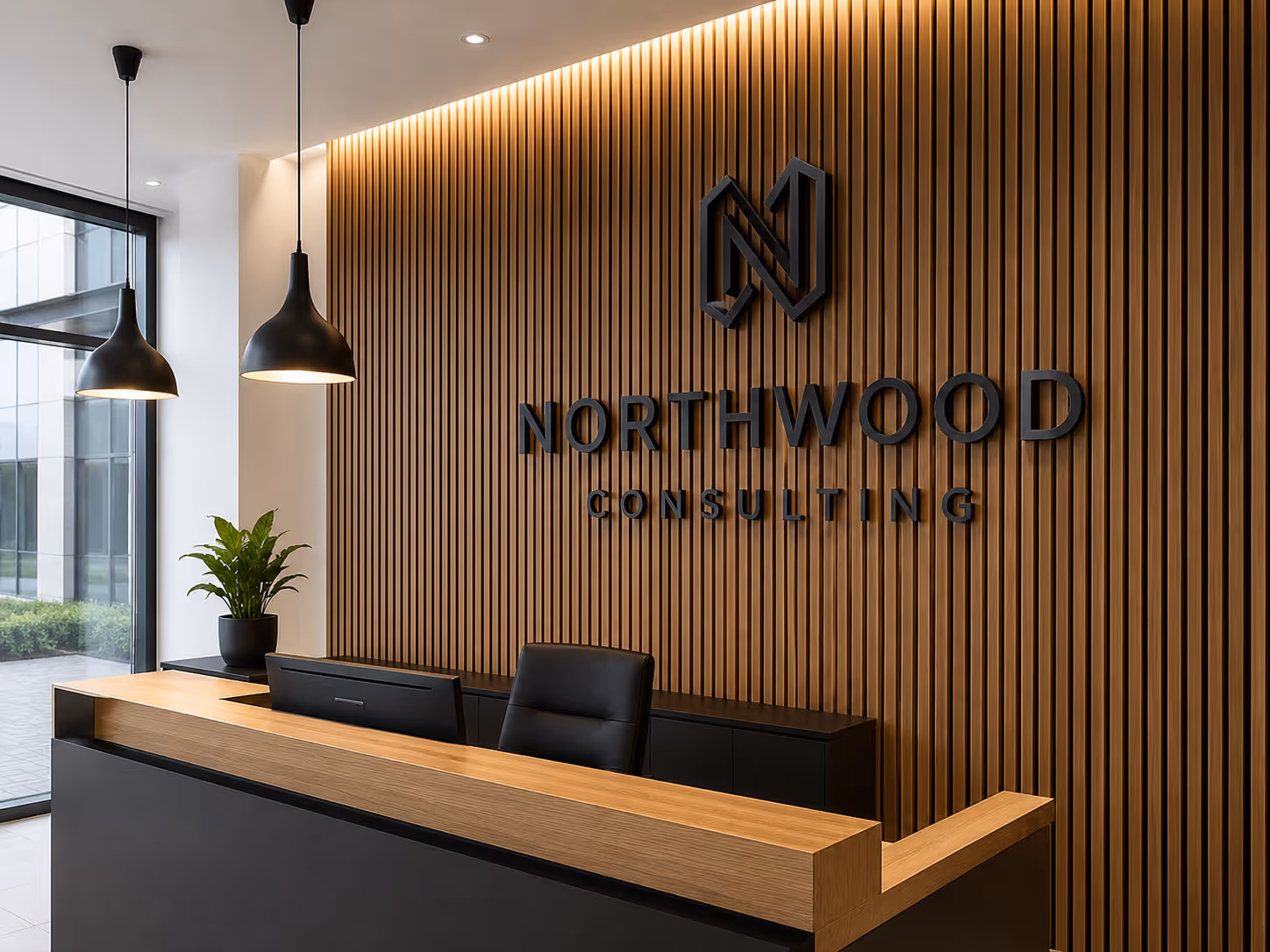 Matt black Foamex letters for Northwood Consulting