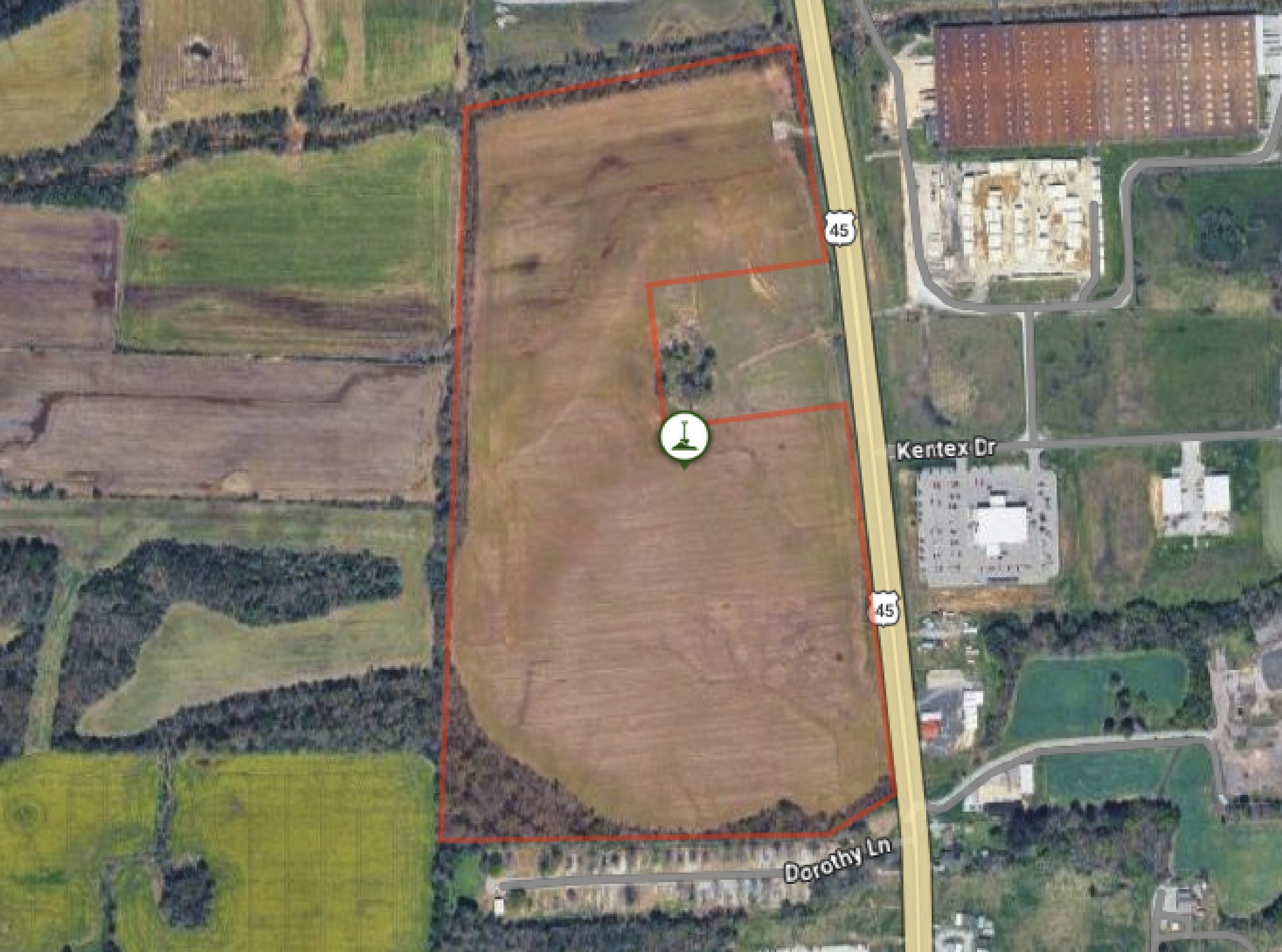 Satellite view of Holland Property with property boundaries outlined