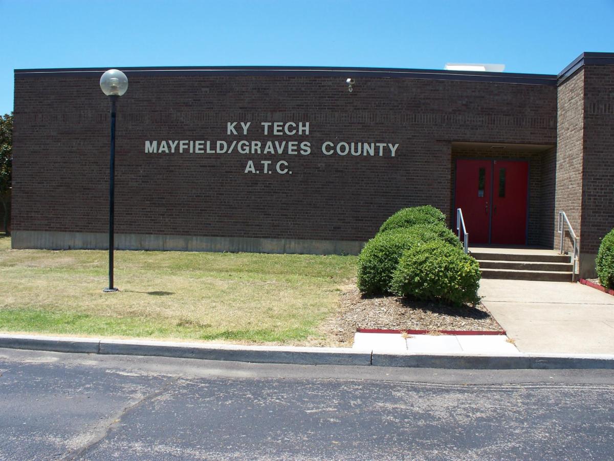 Exterior of the Mayfield-Graves County Area Technology Center building in Mayfield, Kentucky