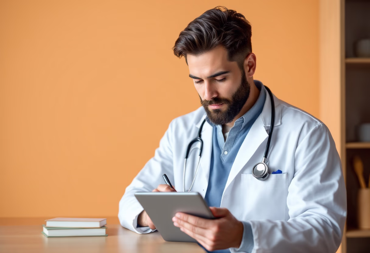 image of a vet writing notes
