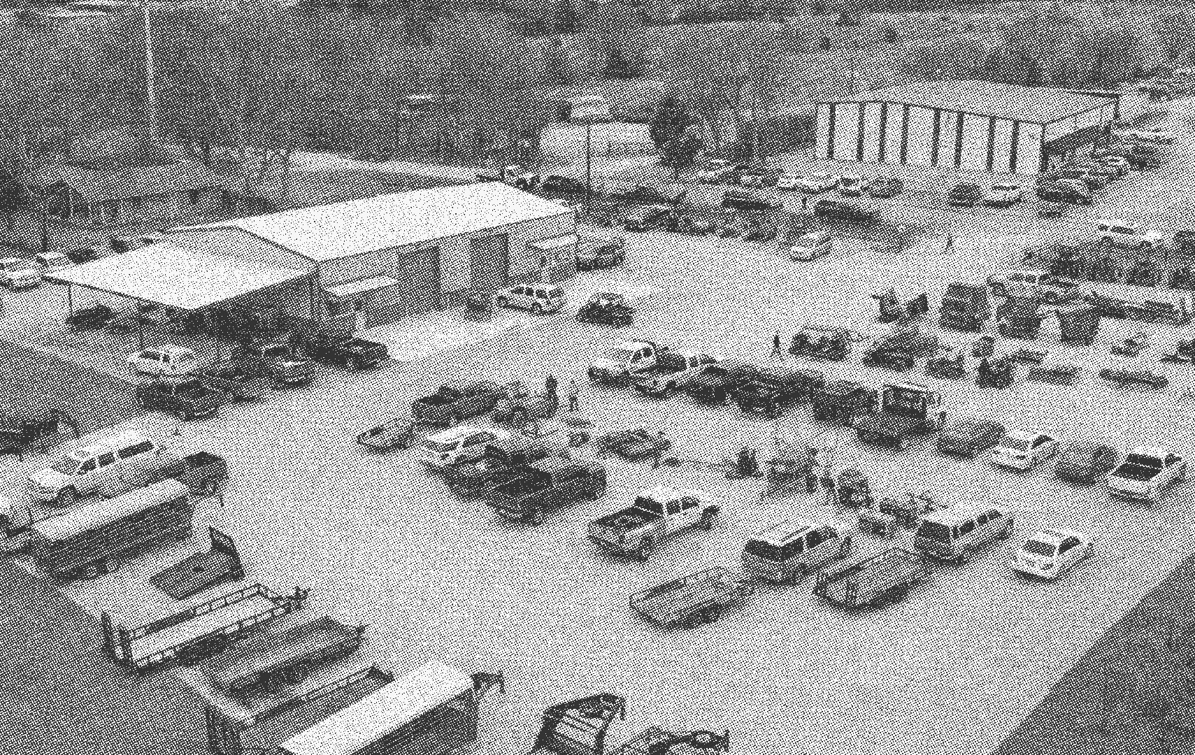 Drone overhead shot of inventory lot at Capstone