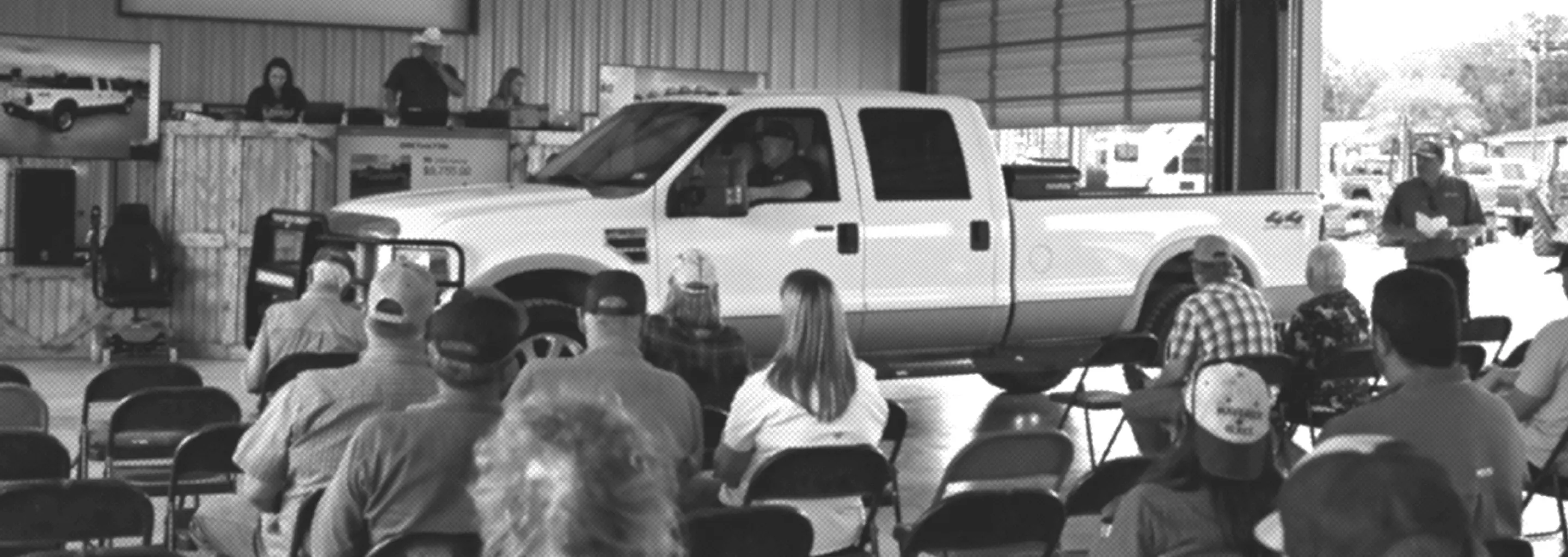 Truck being sold at auction.